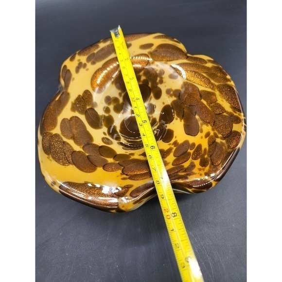 Beautiful Tortoise Shell Blown Glass Bowl Gold and Brown appox 7"…‎ - Picture 6 of 6